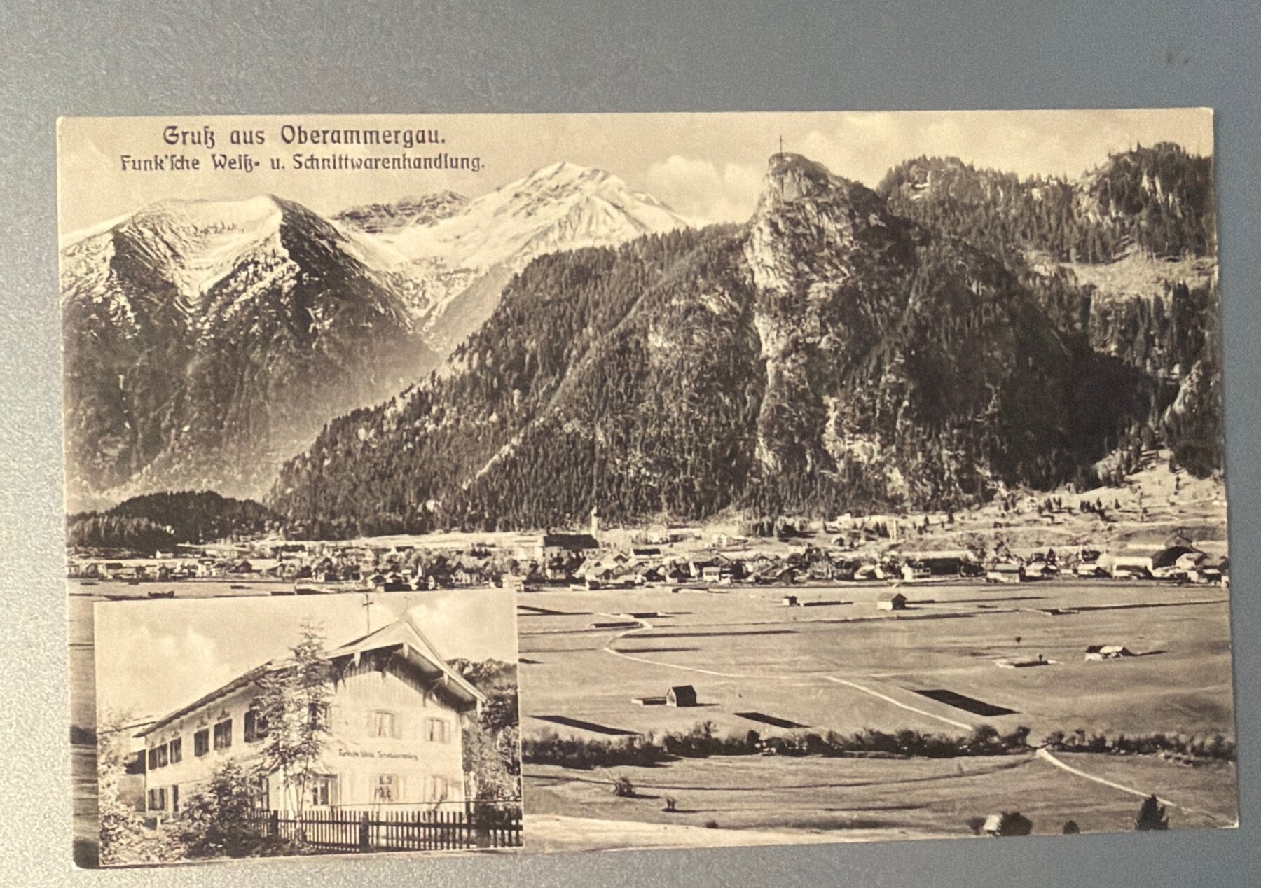 Postcard Gruß aus Oberammergau Funk Store Panorama Germany c1910 Lorenz