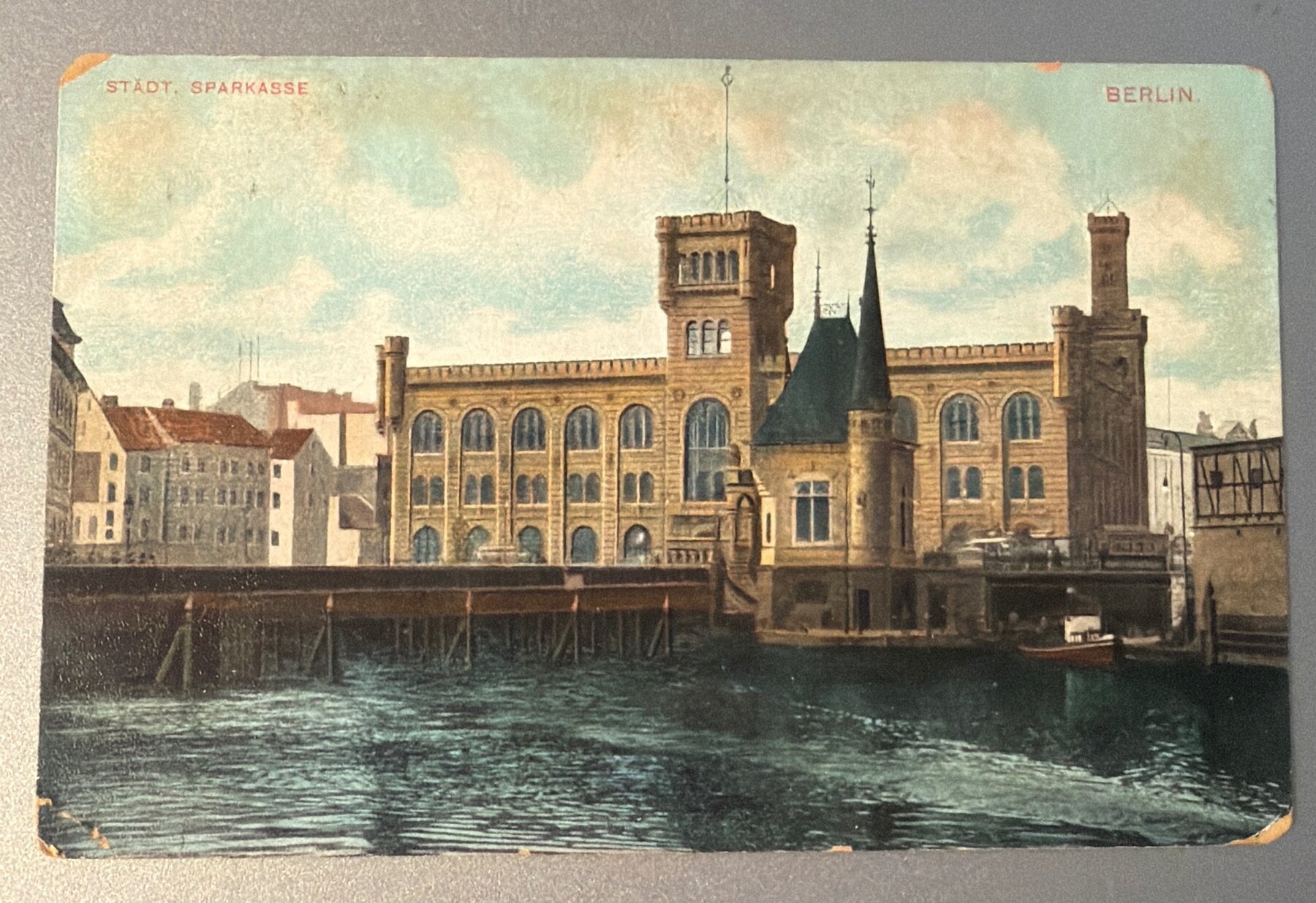Postcard c1905 Berlin Stadt Sparkasse Savings Bank Waterfront Germany Unused