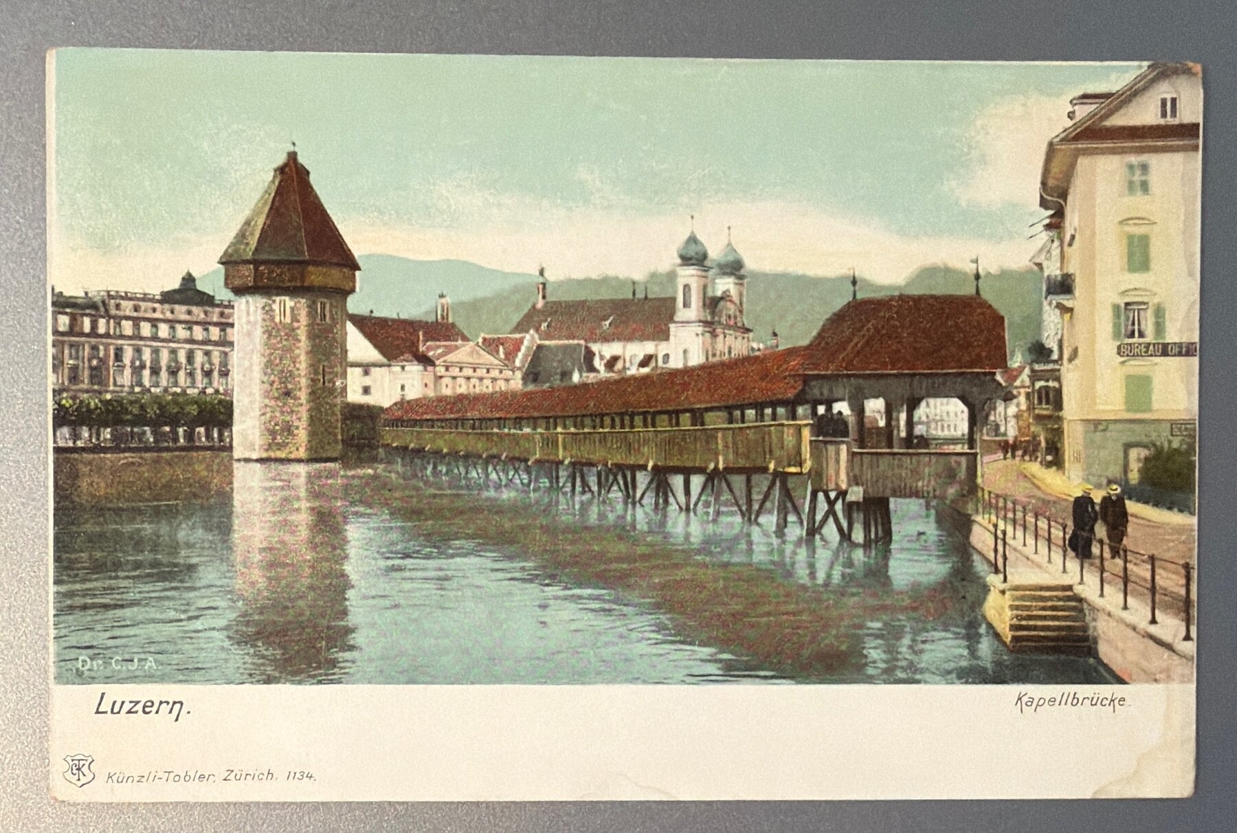 Postcard 1900 Lucerne Kapellbrücke Chapel Bridge Switzerland Künzli-Tobler