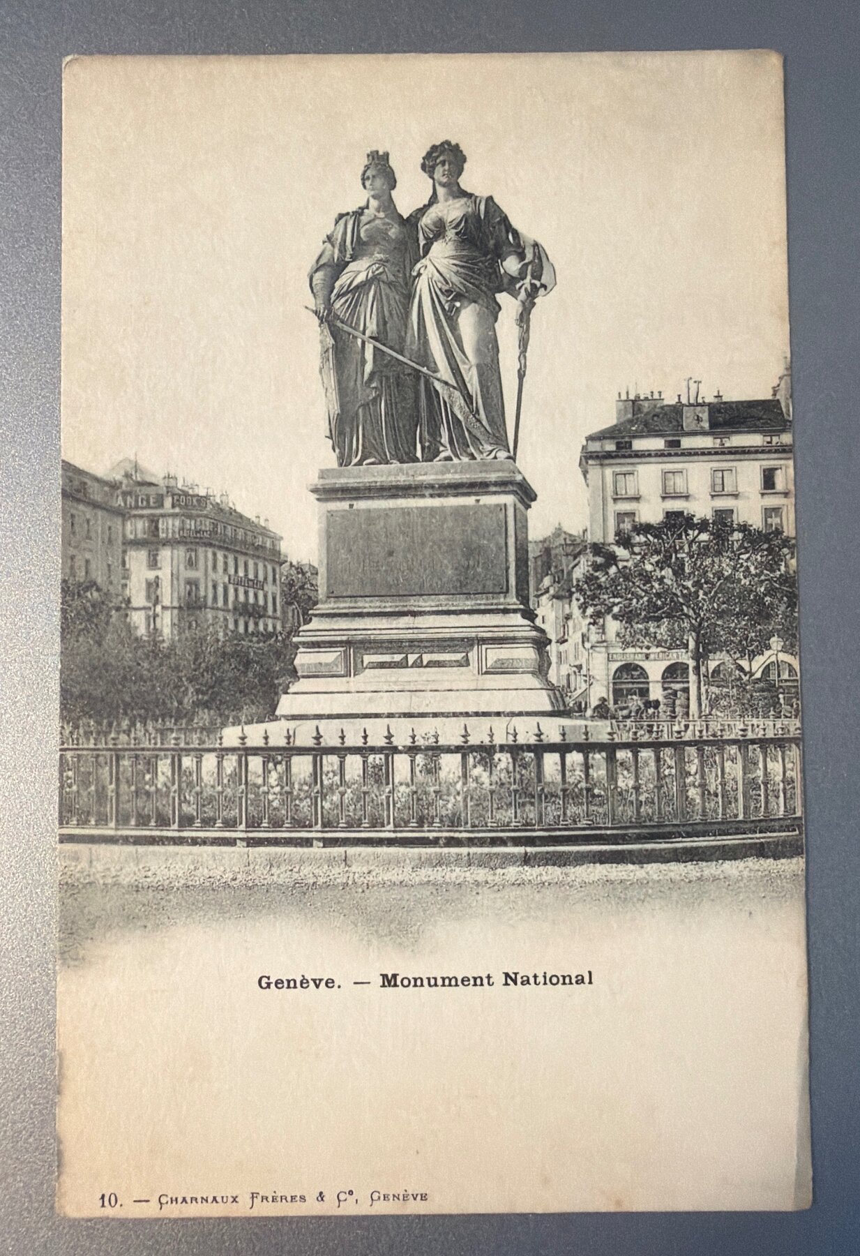 Postcard 1898 Geneva Switzerland Monument National Charnaux Frères