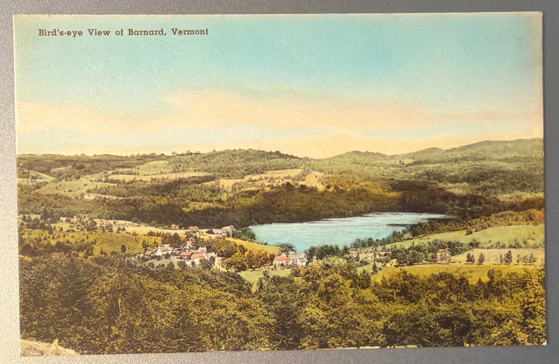 Postcard 1910 Barnard Vermont Bird's Eye View Hand-Colored Albertype
