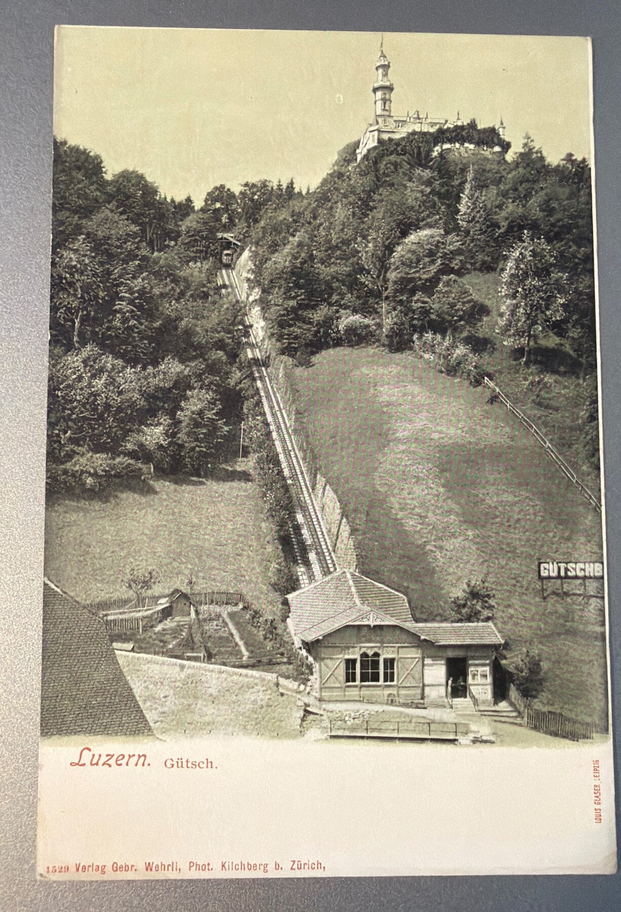 Postcard 1900 Lucerne Switzerland Gütsch Funicular Wehrli UDB Real Photo