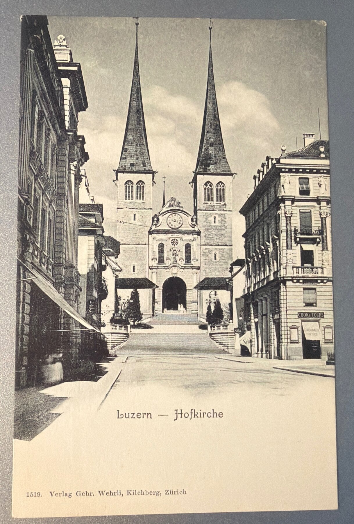 Postcard 1900 Lucerne Switzerland Hofkirche Cathedral Wehrli UDB Real Photo