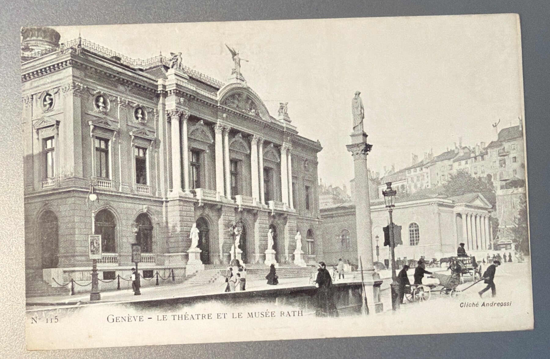 Postcard 1900 Geneva Theatre Musée Rath Switzerland Real Photo Andreossi