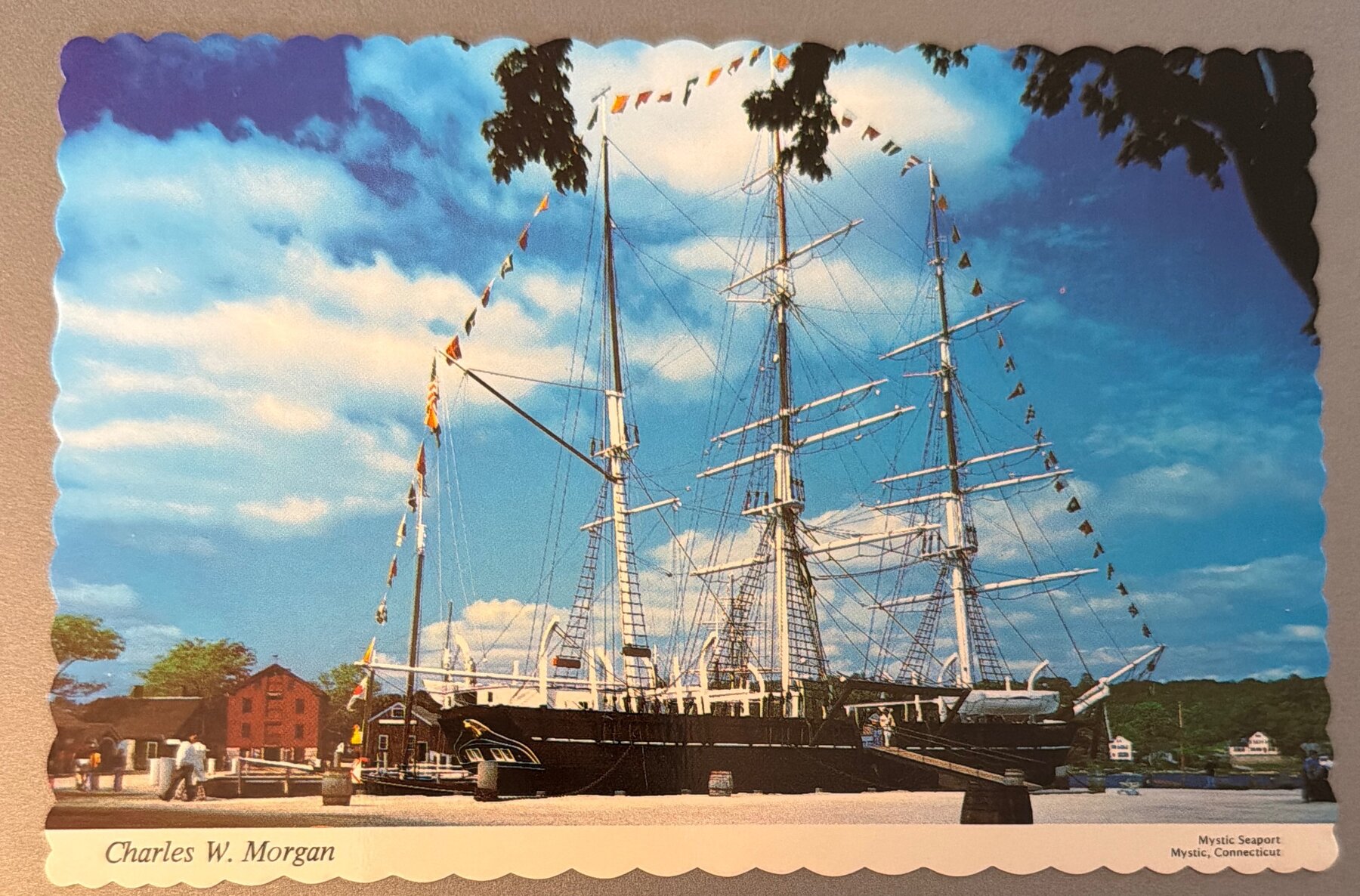 Postcard Charles W Morgan Whaleship Mystic Seaport CT Chrome 1979