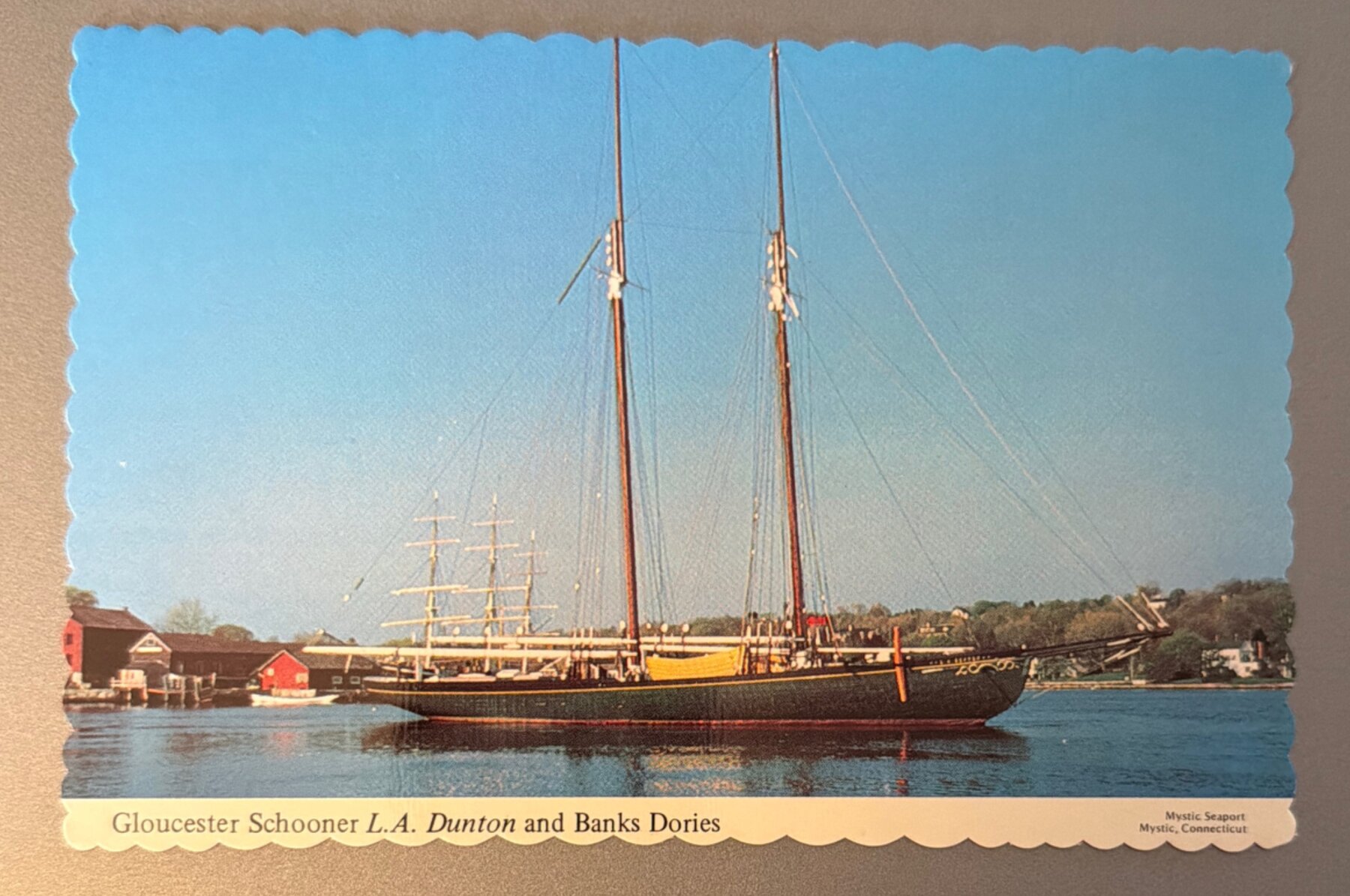 Postcard 1982 Chrome Gloucester Schooner LA Dunton Mystic Seaport CT