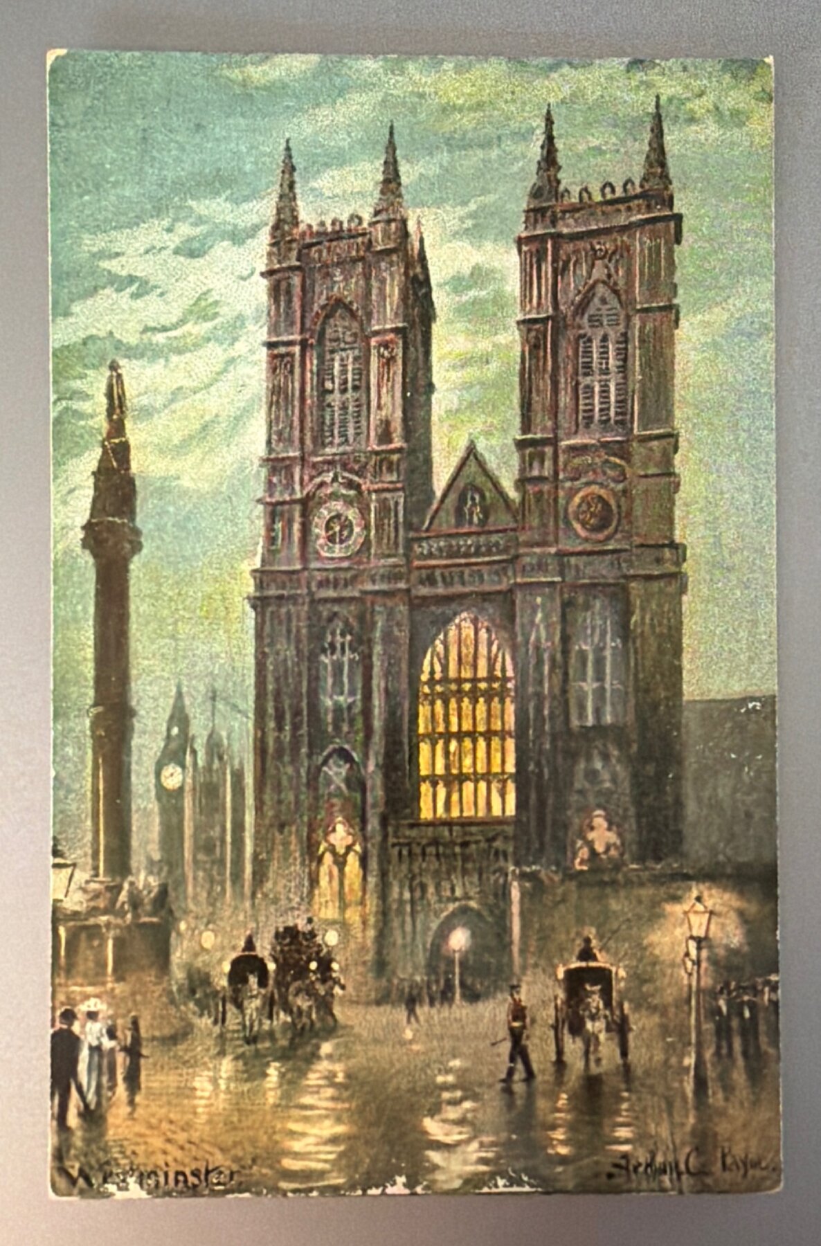 Postcard Westminster Abbey Night Scene London Tuck Style Art c1905 Undivided