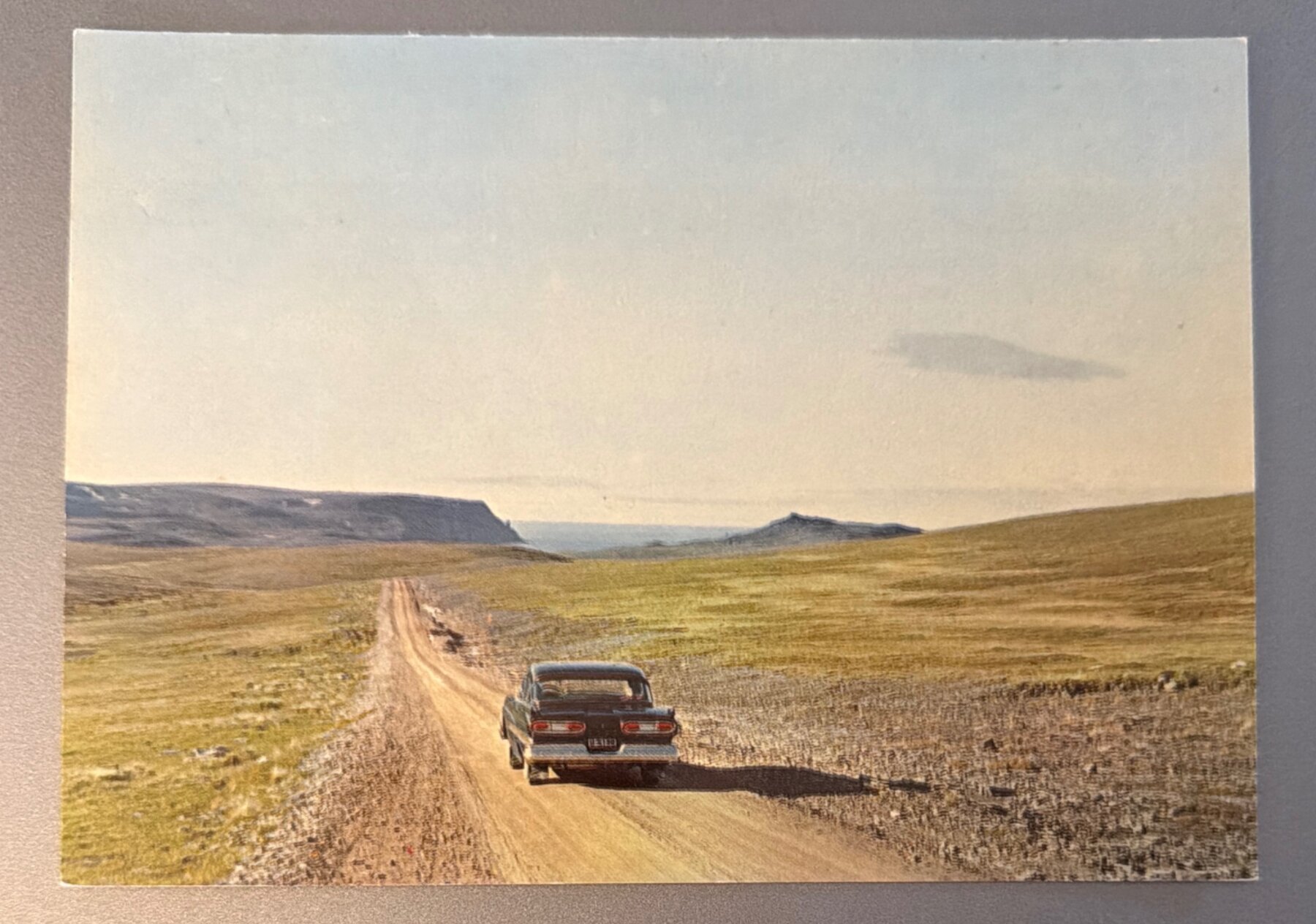 Postcard North Cape Plateau Norway Dirt Road Vintage Car Chrome Aune c1960s