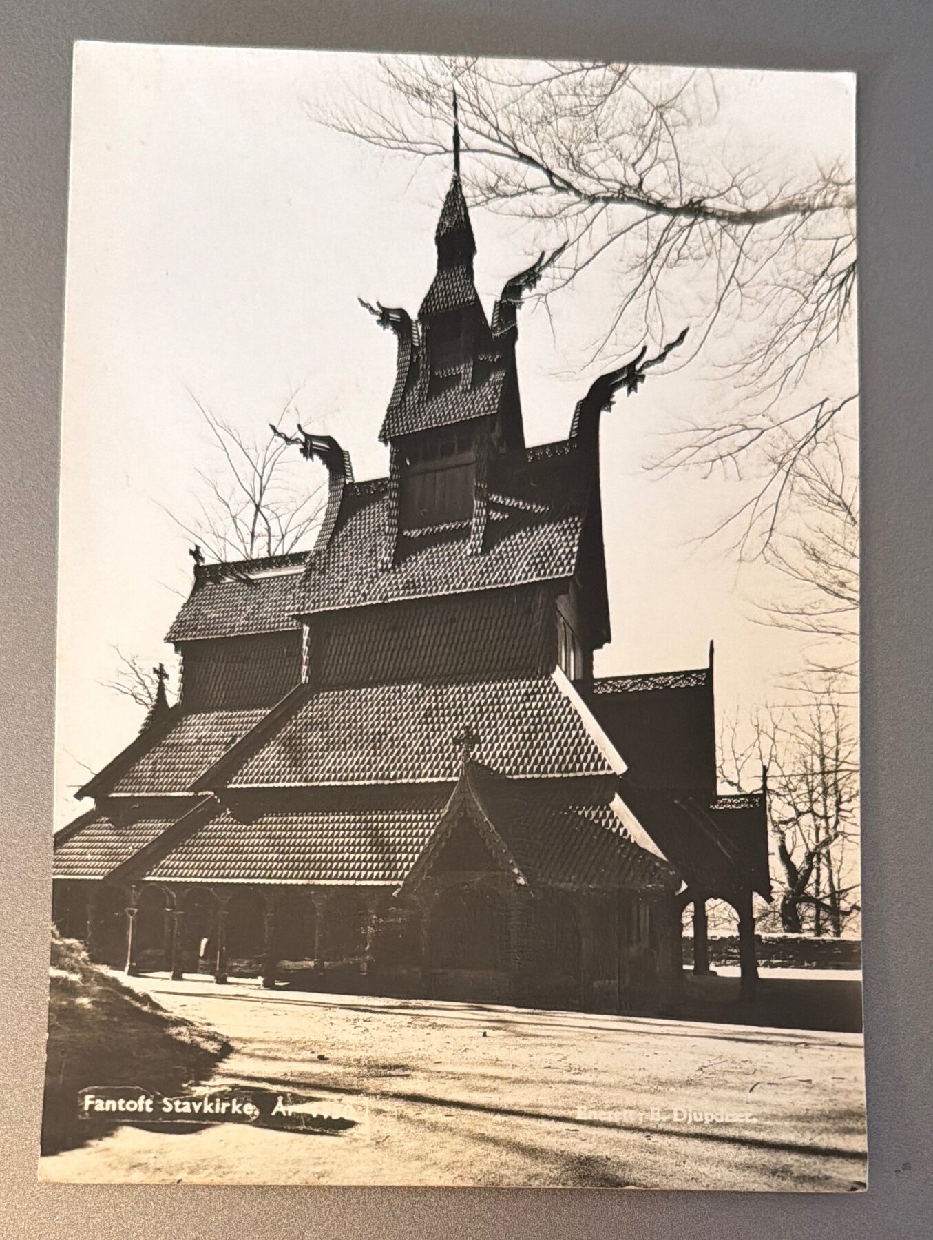 Postcard Bergen Norway Fantoft Stave Church RPPC Real Photo c1950s Unused